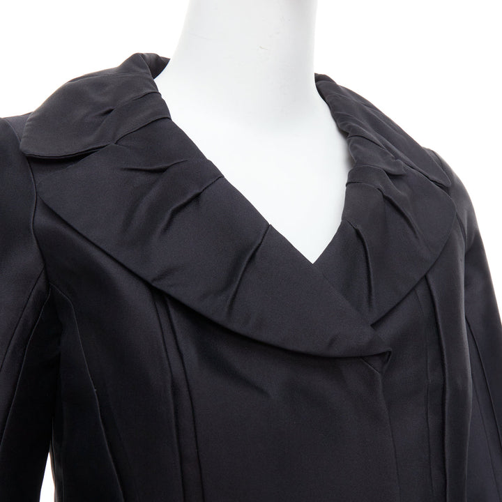 LOUIS VUITTON Marc Jacobs black silk pleated collar crop jacket FR34 XS