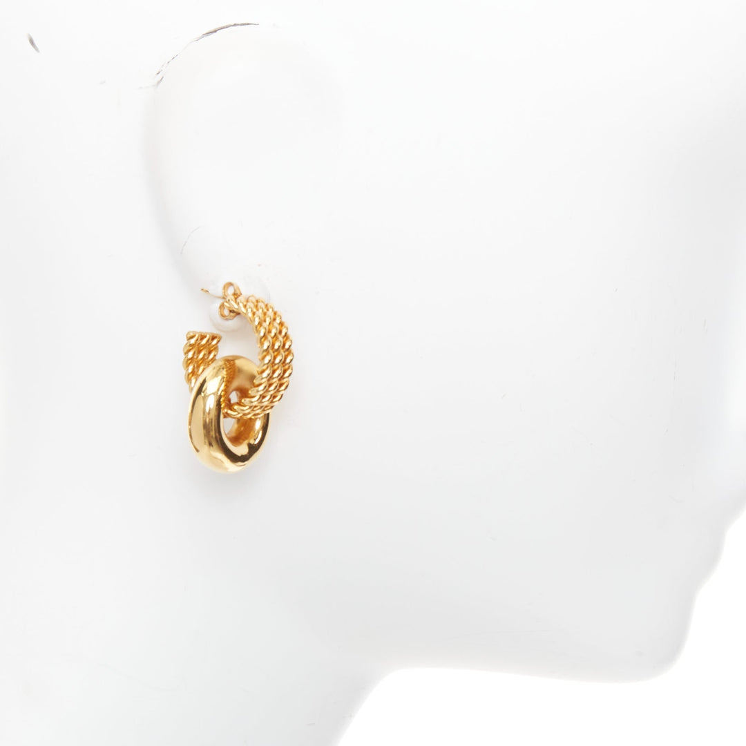 rare OLD CELINE Phoebe Philo 2018 Twisted Rope Double Hoop pin earrings Pair