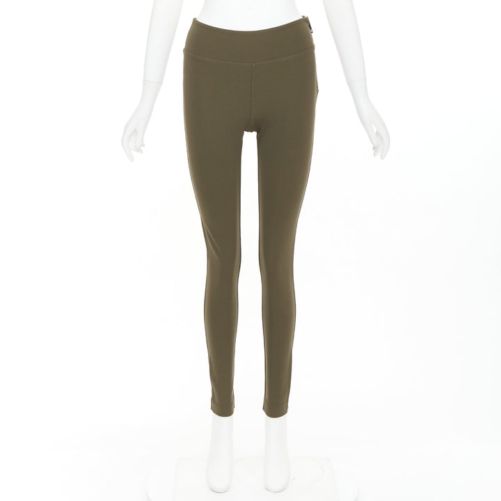 BURBERRY PRORSUM khaki green zip back hem stretch skinny pants IT40 S