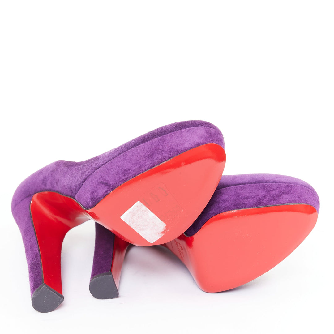 CHRISTIAN LOUBOUTIN Bibi 140 Veau Velours ultra violet suede platform pumps EU37