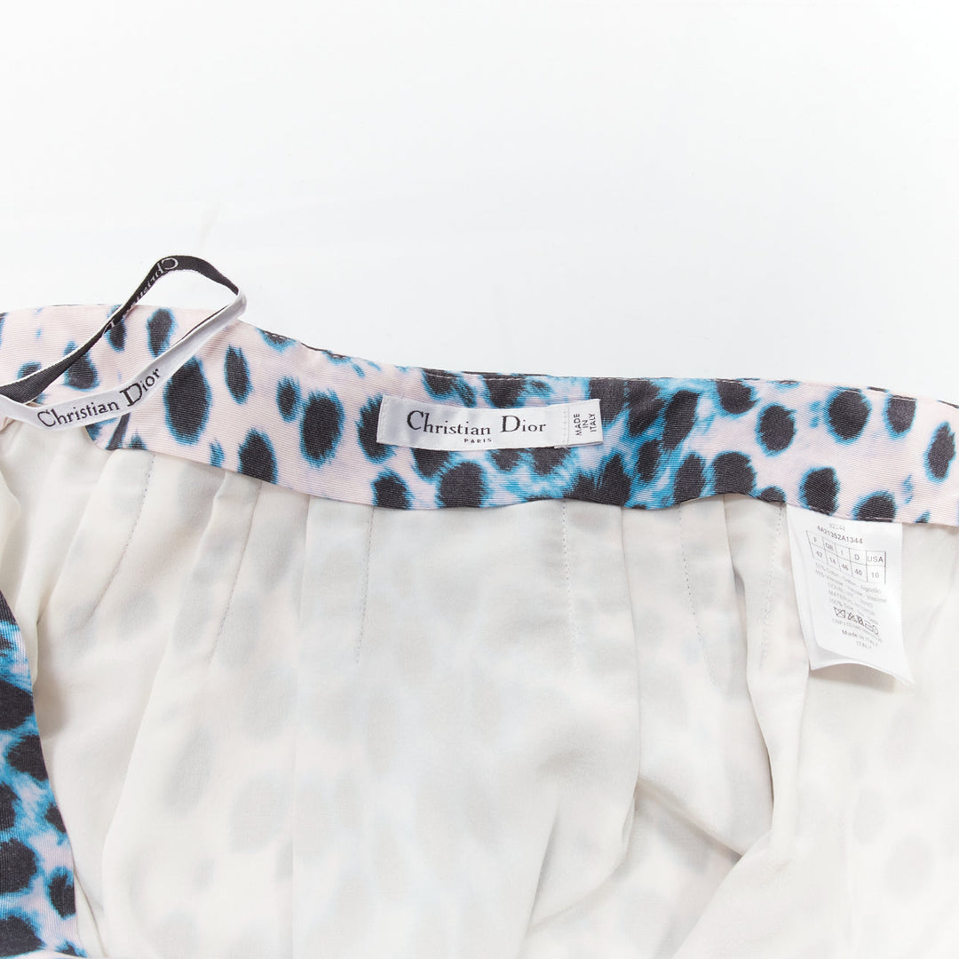 CHRISTIAN DIOR Vintage pink blue ombre leopard print A-line skirt FR42 XL