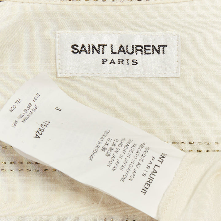 SAINT LAURENT 2019 cream modal blend gold metallic stripe weaved western shirt S