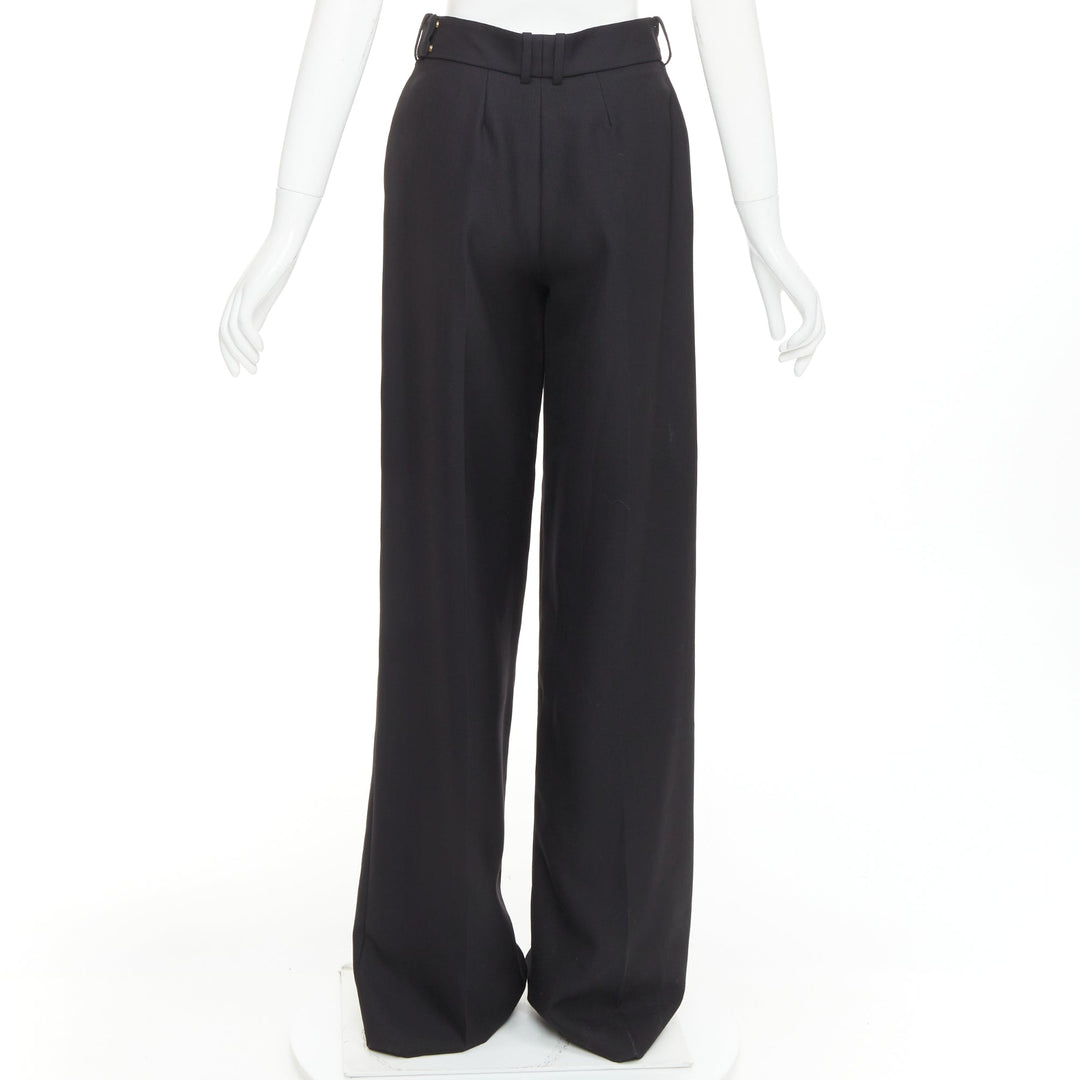 ALEXANDRE VAUTHIER AW2021 black double front dart wide leg pants