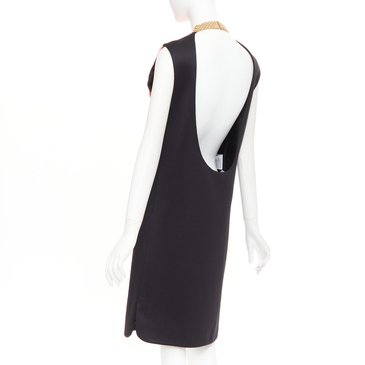 MIU MIU 2021 Runway Sportif Shift Dress black pink gold embellished dress IT40 S