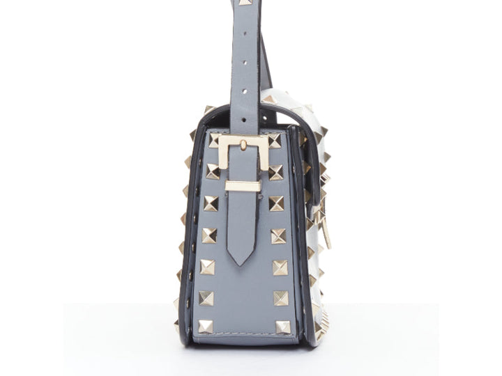 VALENTINO Rockstud light blue silver studs turnlock crossbody shoulder bag