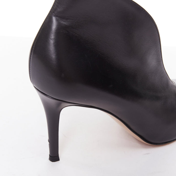 GIANVITO ROSSI Vania 85 black leather slit vamp heeled pumps EU36