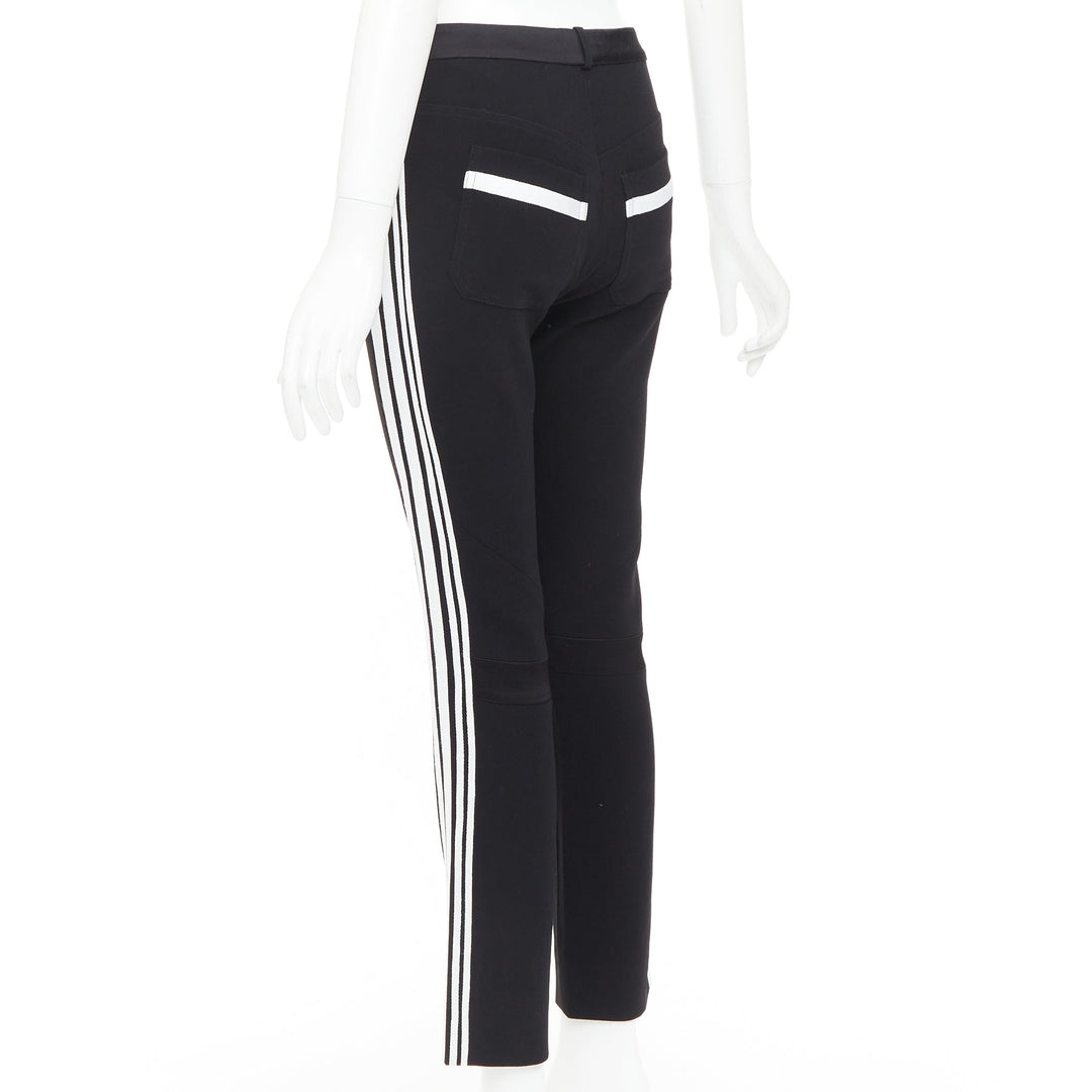 BALENCIAGA 2007 black white striped panelled bicycle inspired pants FR36 S