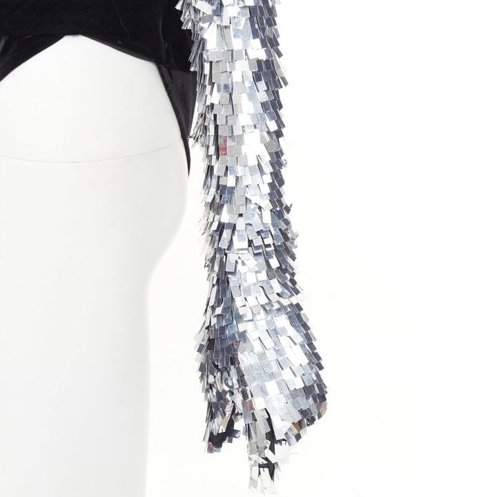 ALEXANDRE VAUTHIER COUTURE AW2022 Runway velvet sequin gloves body top FR38 M