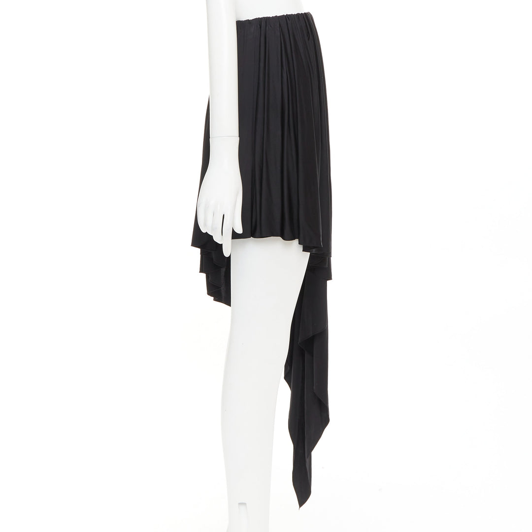ALEXANDRE VAUTHIER black shiny stretch jersey asymmetric drape skirt