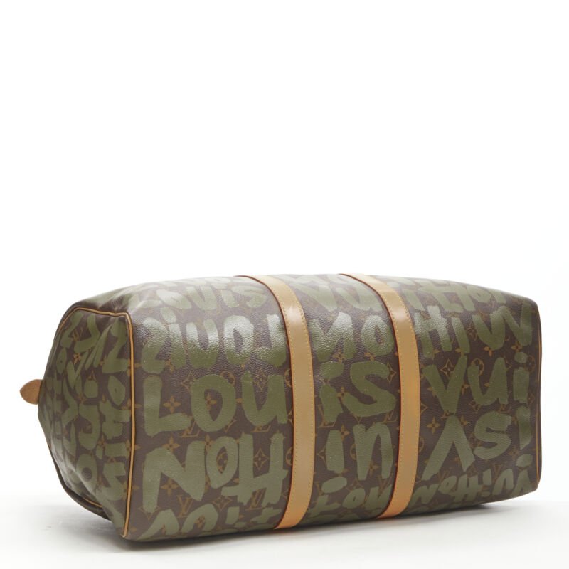 rare LOUIS VUITTON Stephen Sprouse Graffiti khaki green monogram Keepall 50 bag