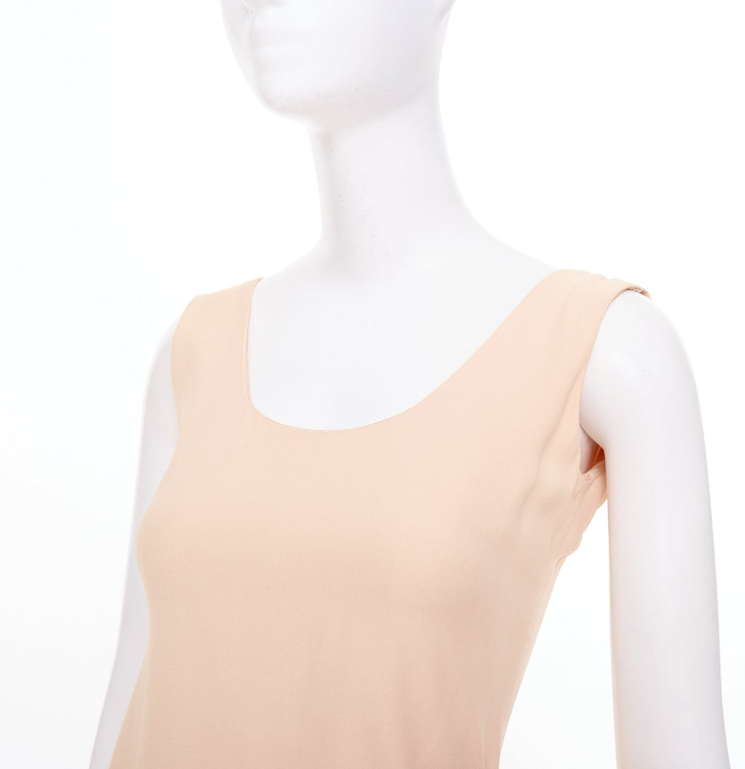EMPORIO ARMANI nude silk blend wide strap side drape asymmetric dress IT38 XS