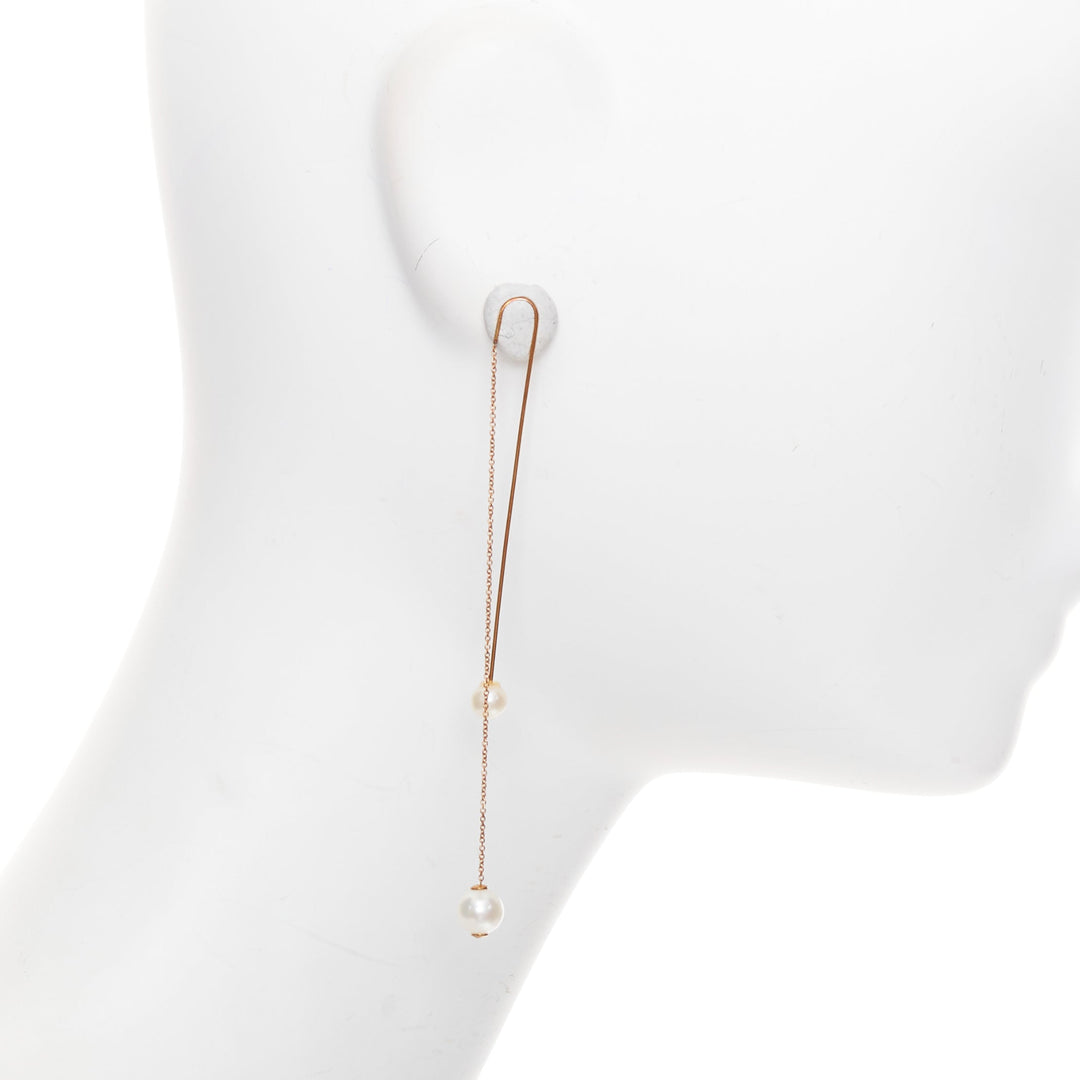 DELFINA DELETTREZ 18k yellow gold loop drop cultured pearl chain earring Single