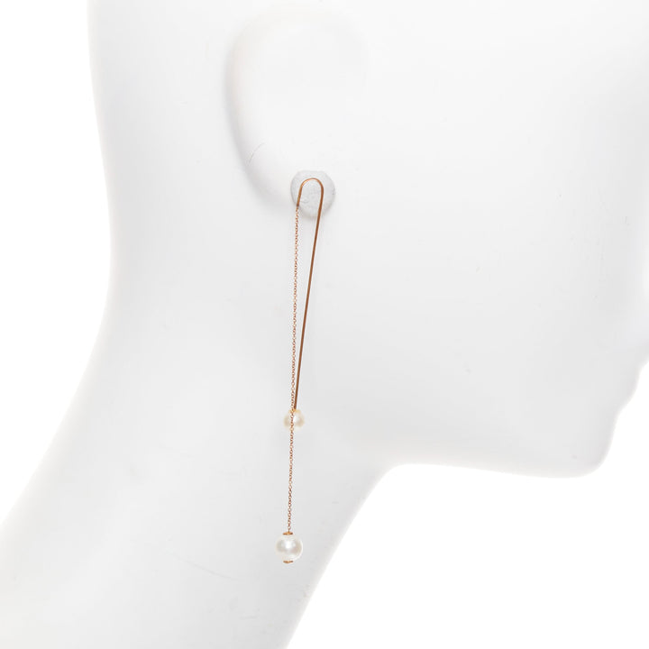 DELFINA DELETTREZ 18k yellow gold loop drop cultured pearl chain earring Single