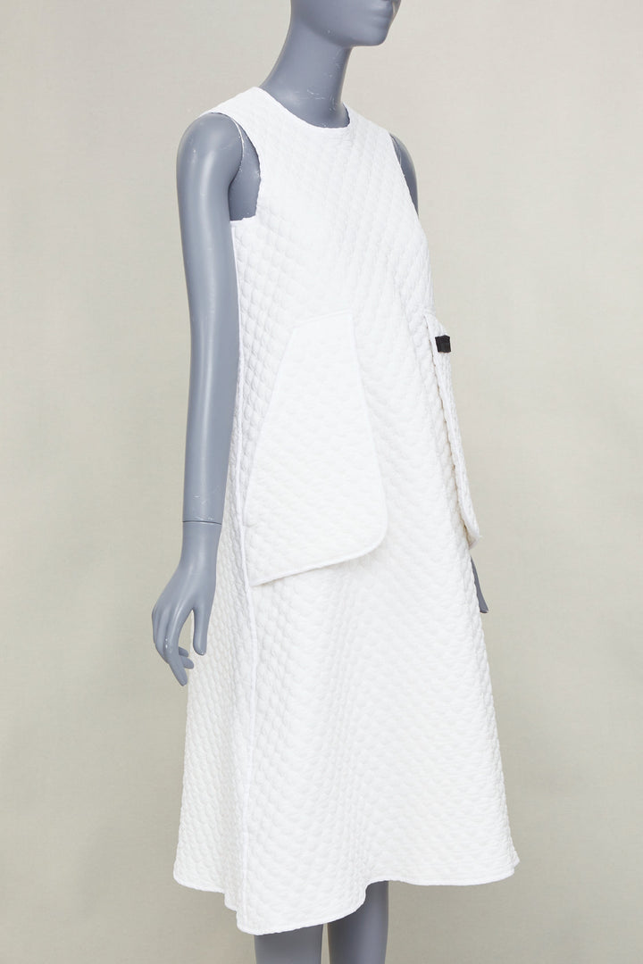MELITTA BAUMEISTER white diamond quilted front pocket midi tent dress S