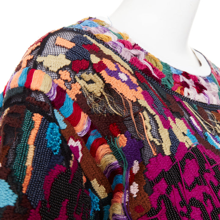 VALENTINO multicolor layered tapestry embroidered tulle blouse top S