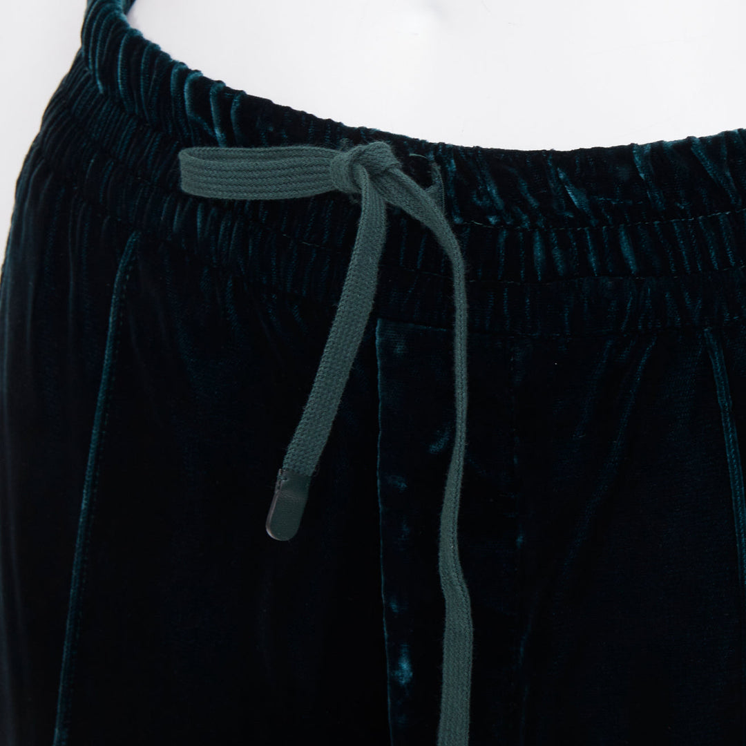 TOM FORD emerald green viscose pleated front drawstring velvet joggers FR36 S