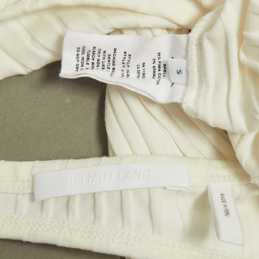 HELMUT LANG 2023 cutout asymmetrical ribbed luxe pima cotton knitwear top S