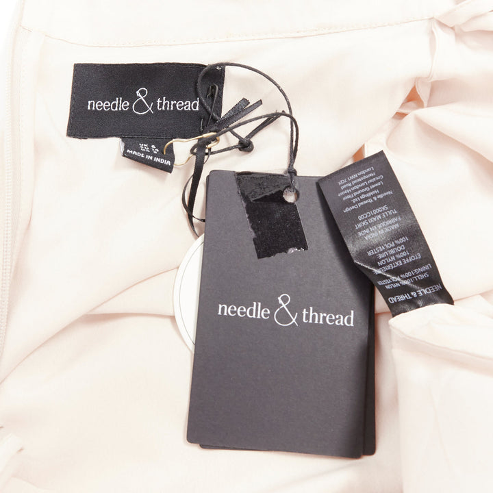 NEEDLE & THREAD champagne tulle ribbon trim waist midi skirt UK6 XS