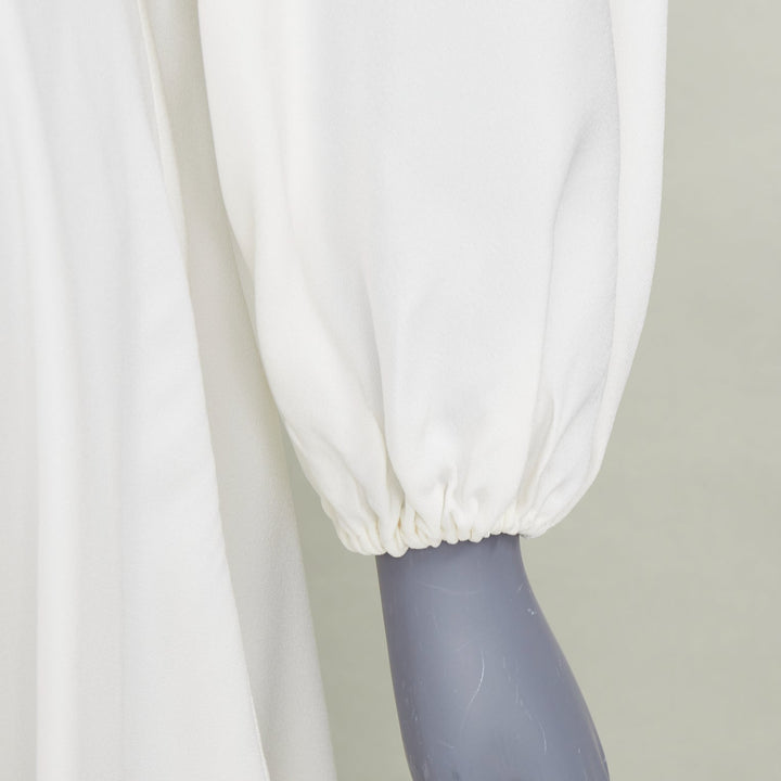 ZIMMERMANN off white viscose lattice waistband puff sleeve peasant dress Sz.1 S