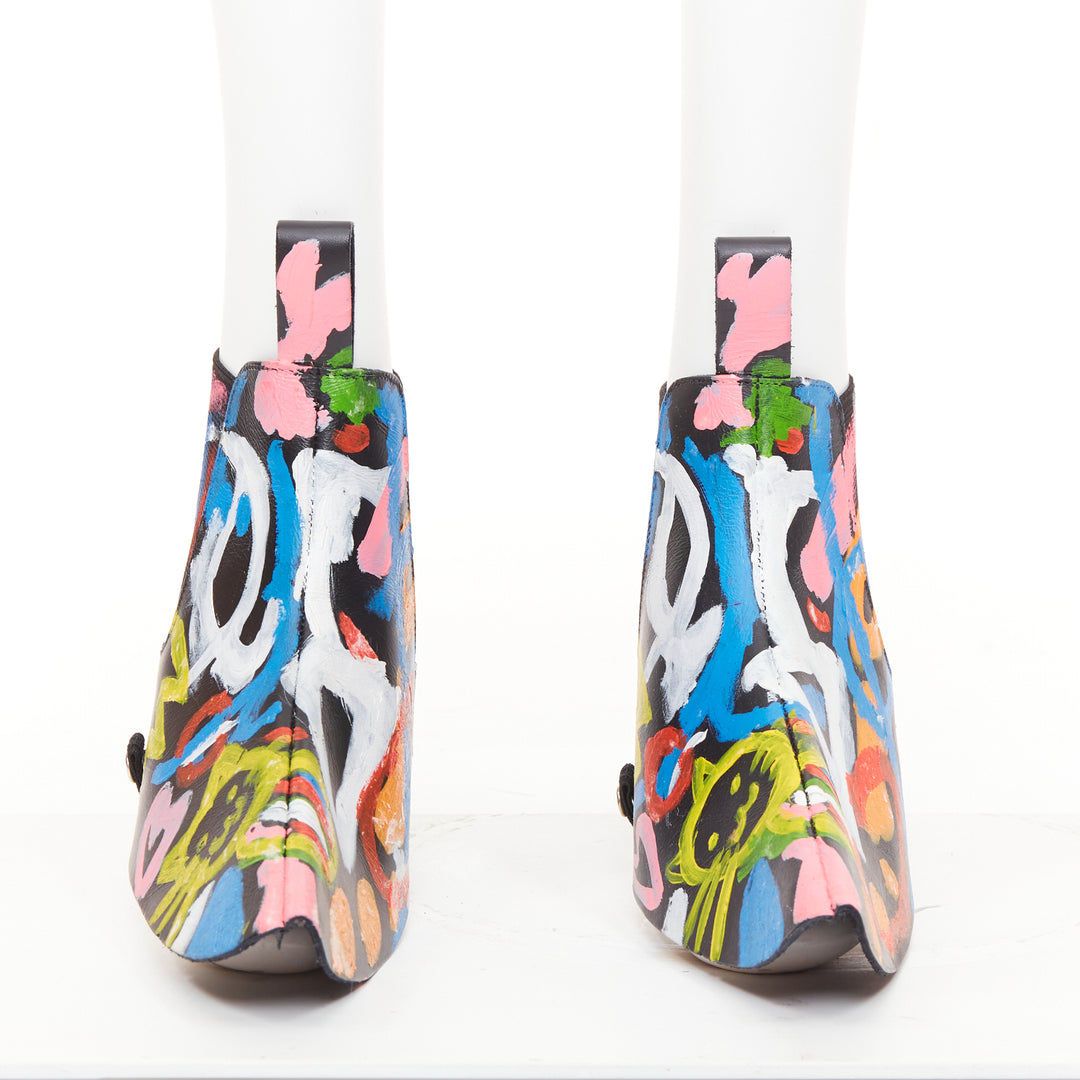rare COMME DES GARCONS 2014 Runway hand painted black cowhide shoe covers