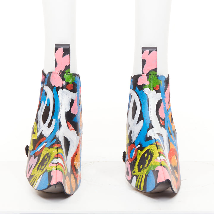 rare COMME DES GARCONS 2014 Runway hand painted black cowhide shoe covers