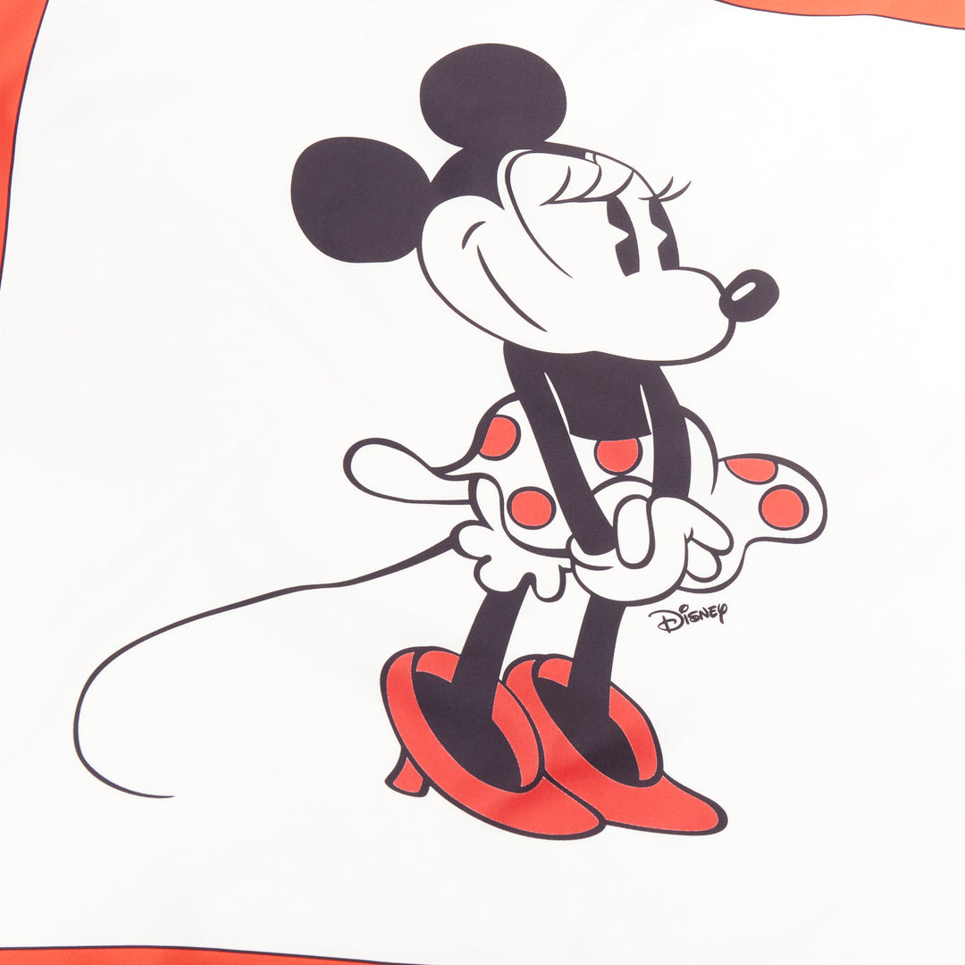 MIU MIU 2020 Disney Minnie Mouse red white black silk twill logo cartoon scarf