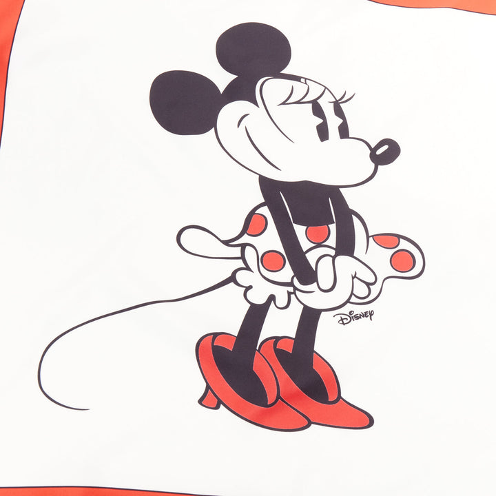 MIU MIU 2020 Disney Minnie Mouse red white black silk twill logo cartoon scarf