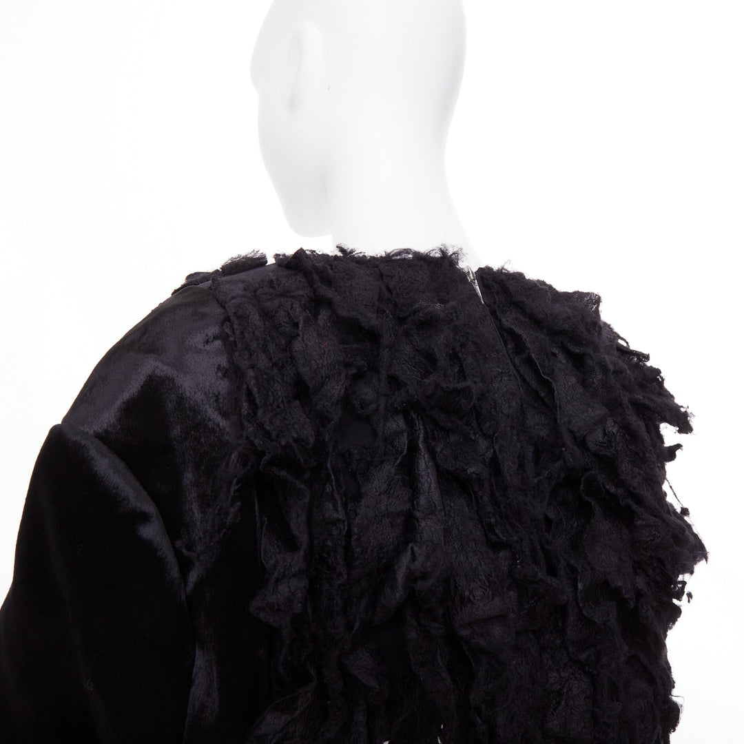 COMME DES GARCONS 2019 Runway black shredded silk fringe multi sleeve top XS