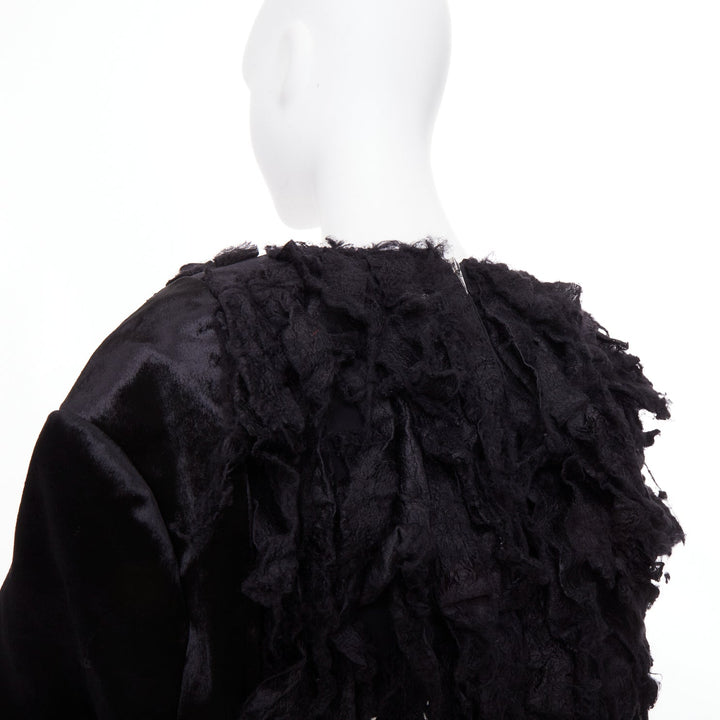 COMME DES GARCONS 2019 Runway black shredded silk fringe multi sleeve top XS