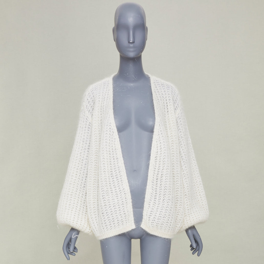 OTEME 2023 Puffed Cardigan off white loose mohair blend casual knitwear XXS