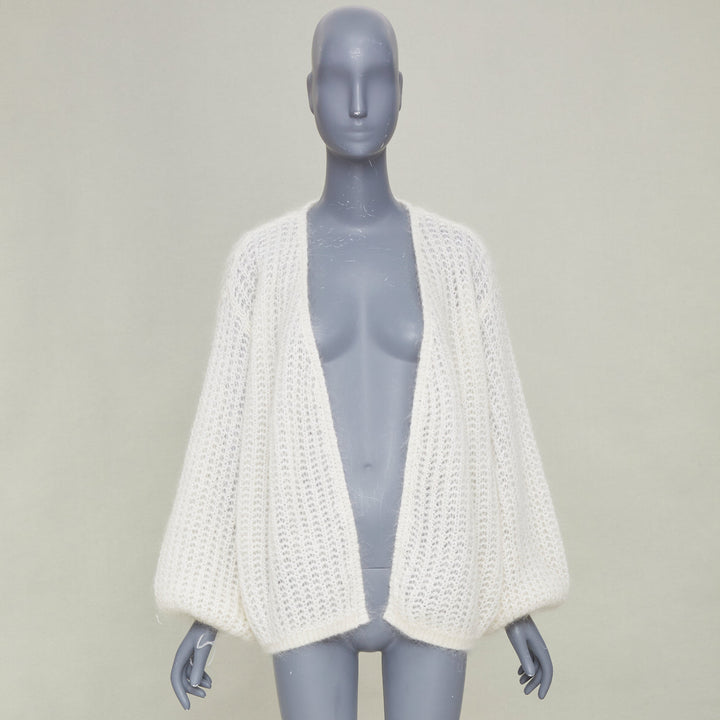 OTEME 2023 Puffed Cardigan off white loose mohair blend casual knitwear XXS