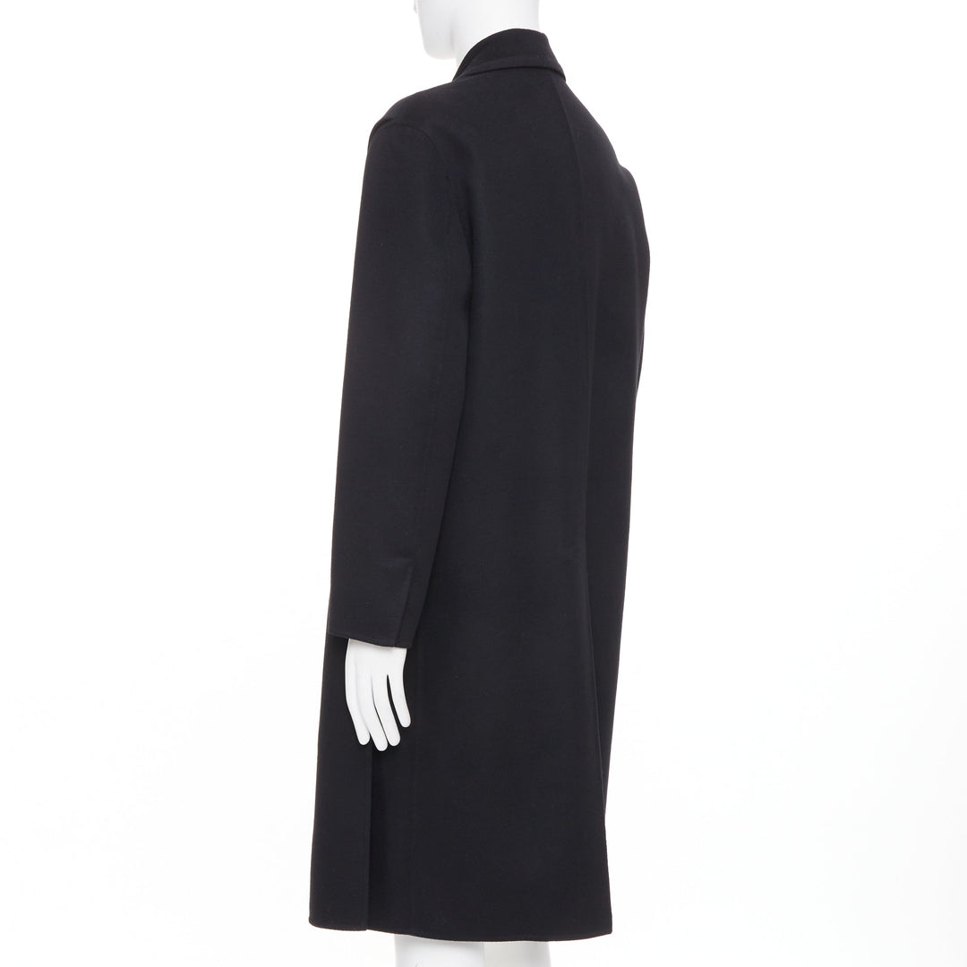VALENTINO black virgin wool cashmere origami trims hidden closure coat IT44 XS