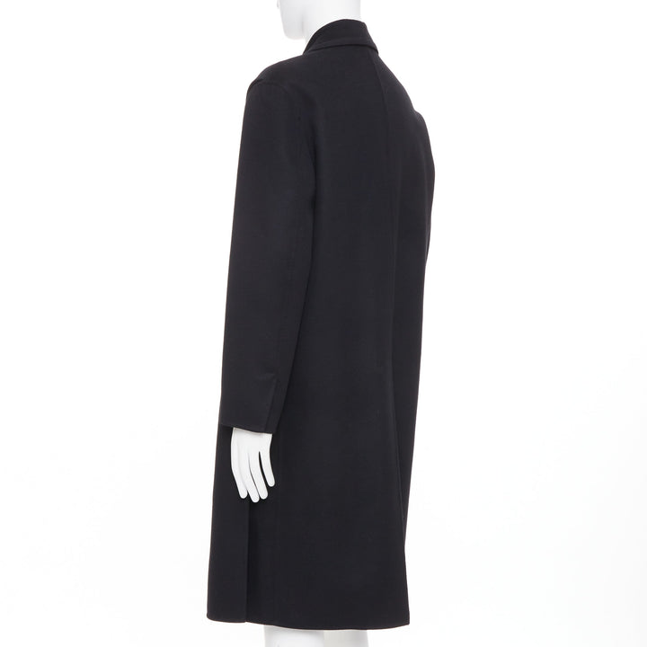 VALENTINO black virgin wool cashmere origami trims hidden closure coat IT44 XS