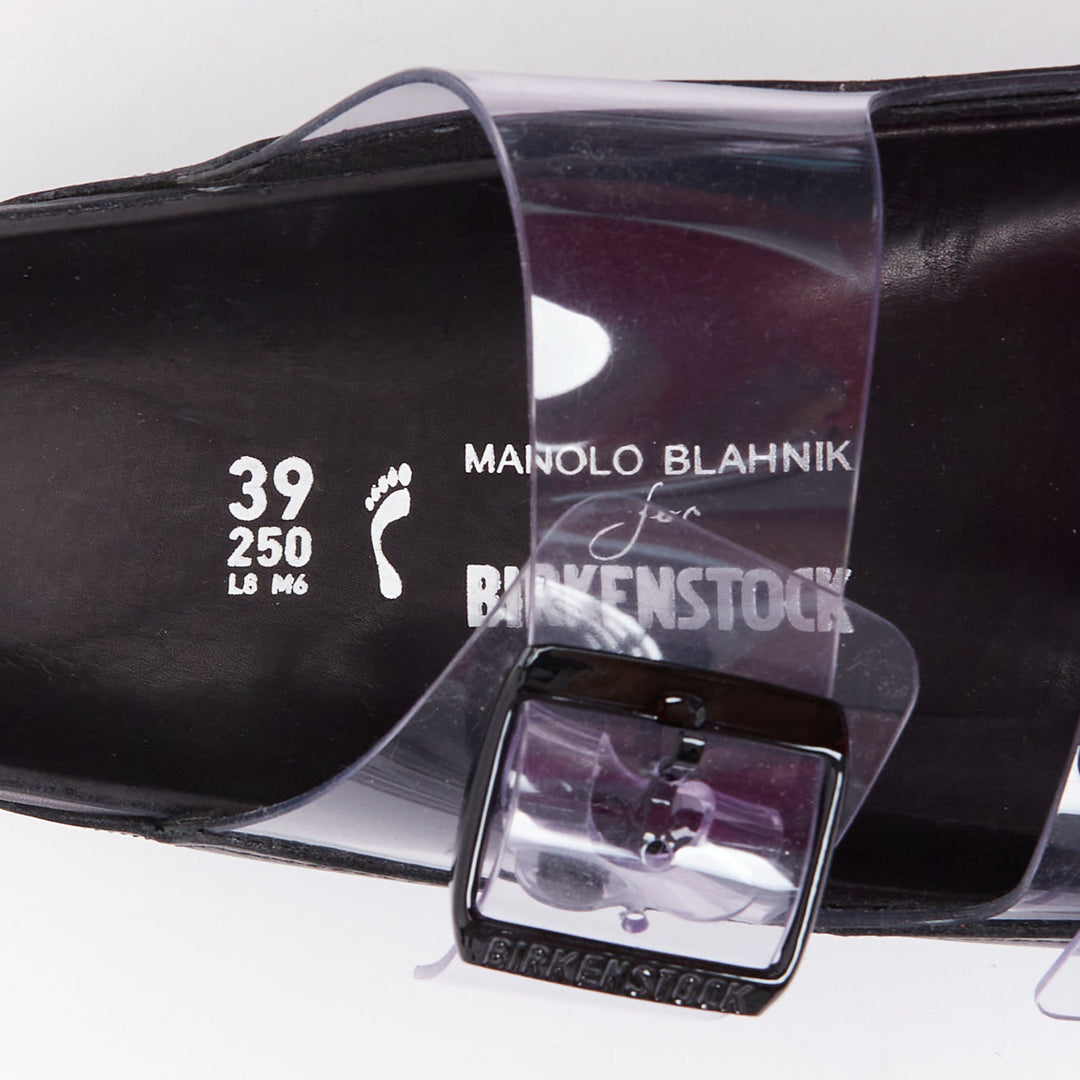 MANOLO BLAHNIK Birkenstock clear PVC black midsoles sandals EU39