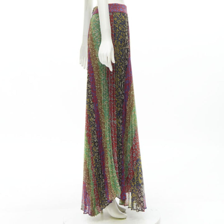 ALICE OLIVIA Jasmine Stripe multi paisley pleated long skirt US6 M