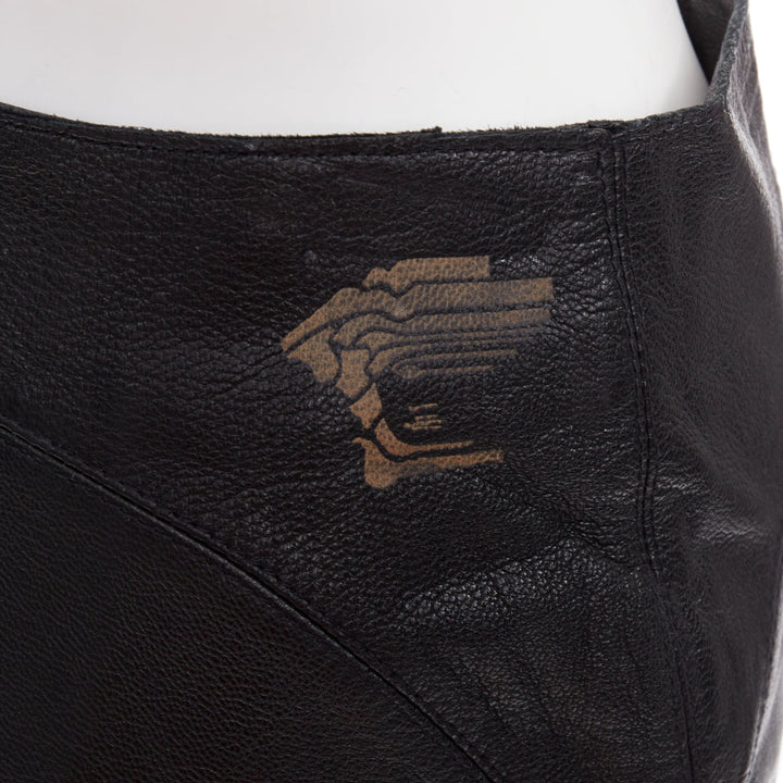 VERSACE SPORT Vintage black leather medusa print pencil skirt IT40 S