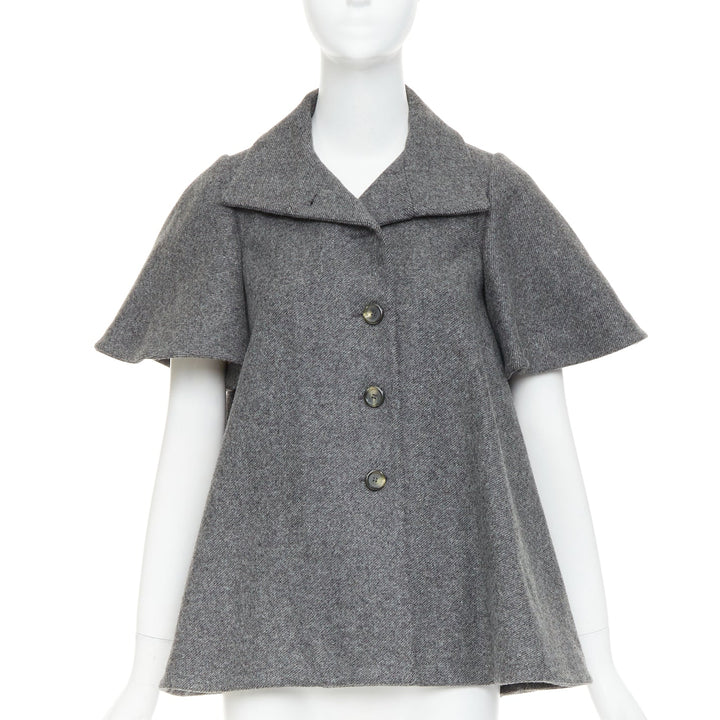 MARNI grey wool blend flannel flutter short swing jacket IT38 XS