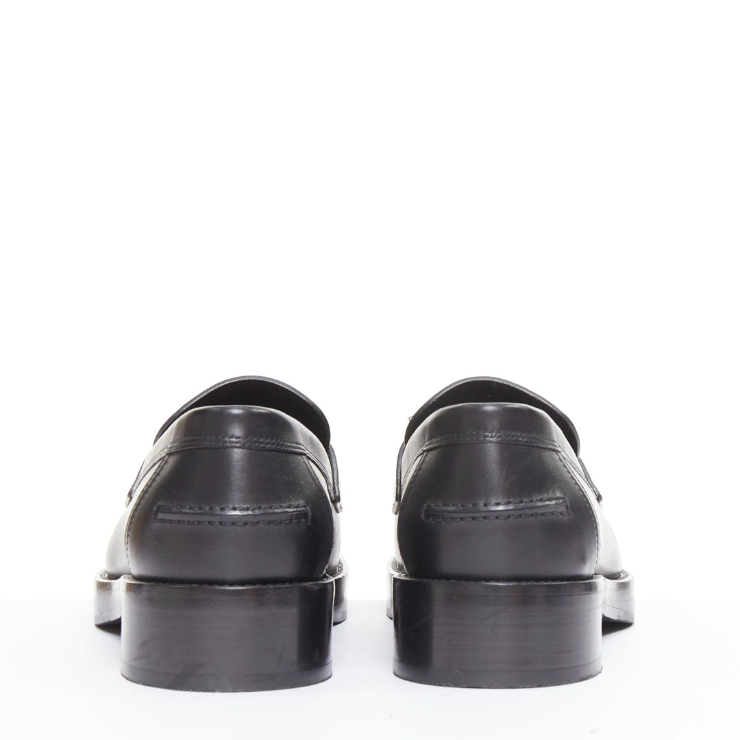 HERMES 2023 Hot Loafer black calfskin palladium Kelly buckle shoes EU38.5