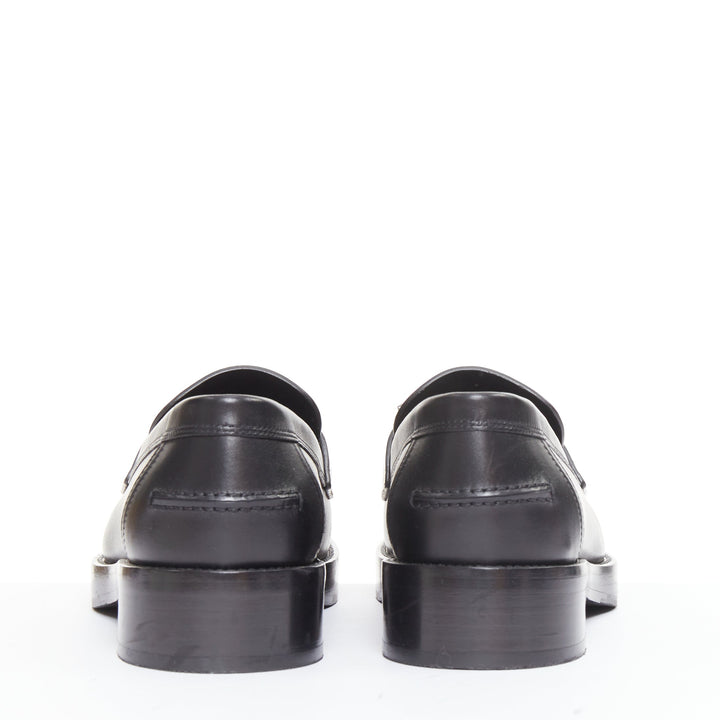 HERMES 2023 Hot Loafer black calfskin palladium Kelly buckle shoes EU38.5