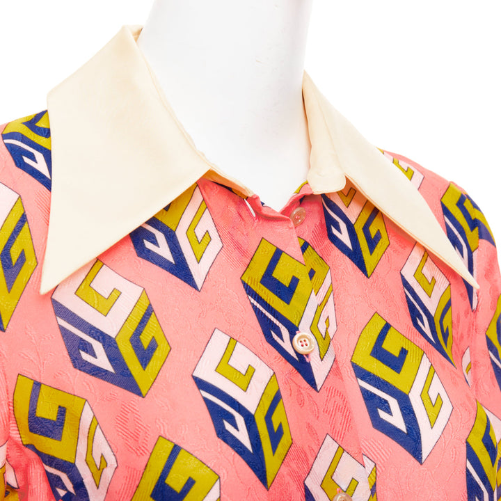 GUCCI Alessandro Michele 2017 pink geometric vintage G print blouse IT38 XS
