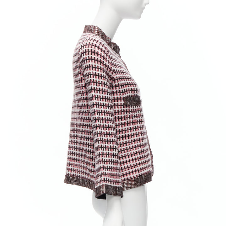 Female mannequin wearing Chanel by Karl Lagerfeld Pink Cashmere Women Cardigan in Size FR34 | Available at JHROP