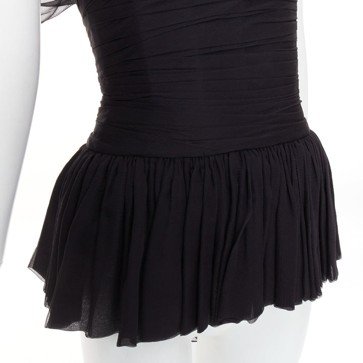 ALEXANDRE VAUTHIER AW2010 COUTURE Runway black silk chiffon pleat drape sash top