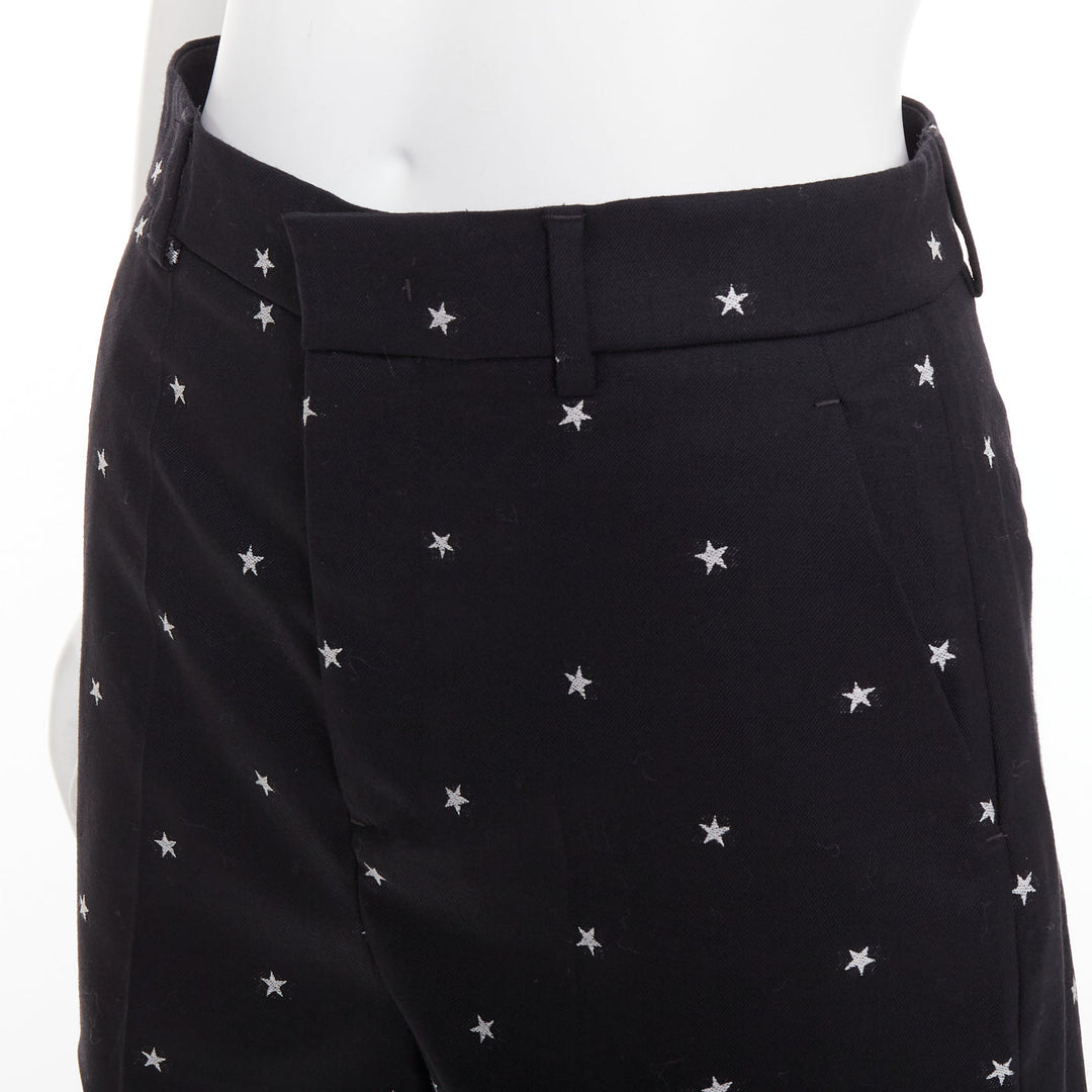 RED VALENTINO black white star intarsia wool blend mini shorts IT38 XS