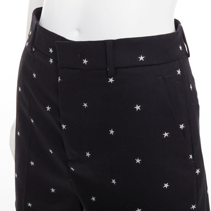 RED VALENTINO black white star intarsia wool blend mini shorts IT38 XS