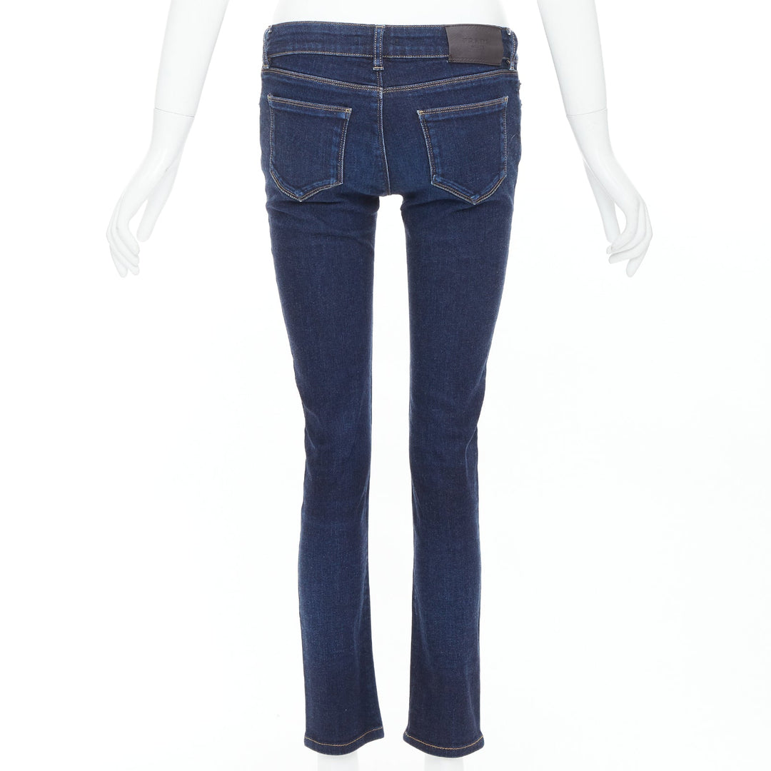 PRADA washed dark blue contour fit cropped skinny jeans XS