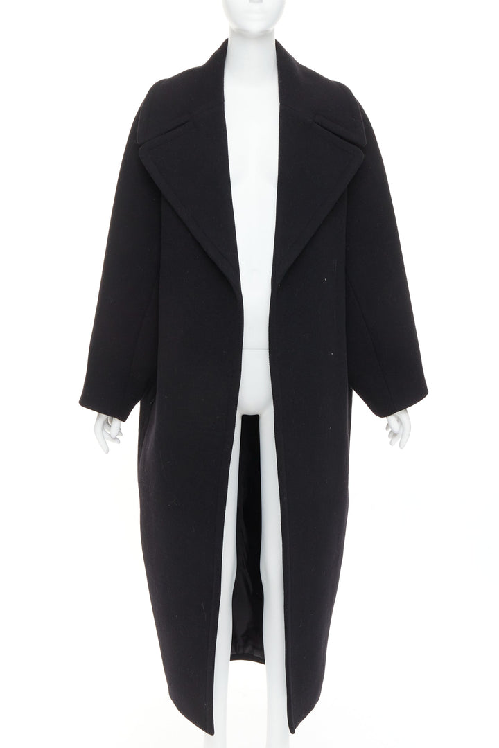 ALAIA black 100% double faced virgin wool oversized cocoon egg coat FR34 XS