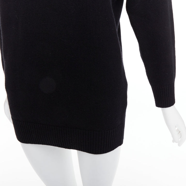VALENTINO 2023 black 100% virgin wool collar cold shoulder sweater XS