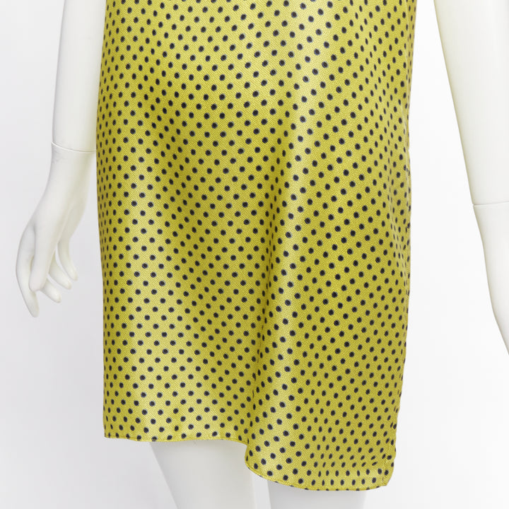 MARNI 100% silk yellow black polka dot asymmetric panels dress IT42 M