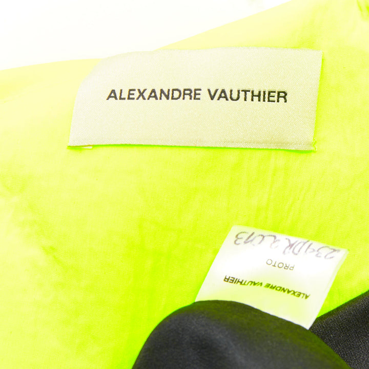rare ALEXANDRE VAUTHIER SS2023 Runway neon yellow black velvet cut out dress