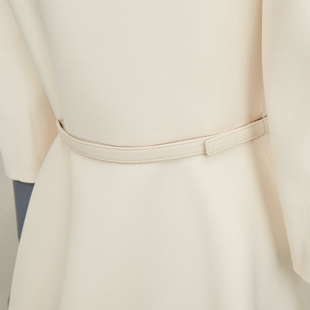 CHRISTIAN DIOR 2019 ivory wool silk zip front belted flared mini dress FR36 S